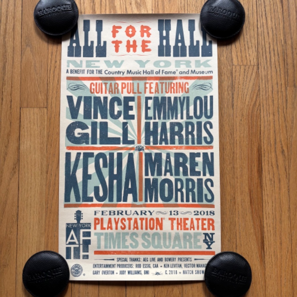 ALL FOR THE HALL Country Music HOF 2018 Poster Vince Gill Kesha Emmylou Harris